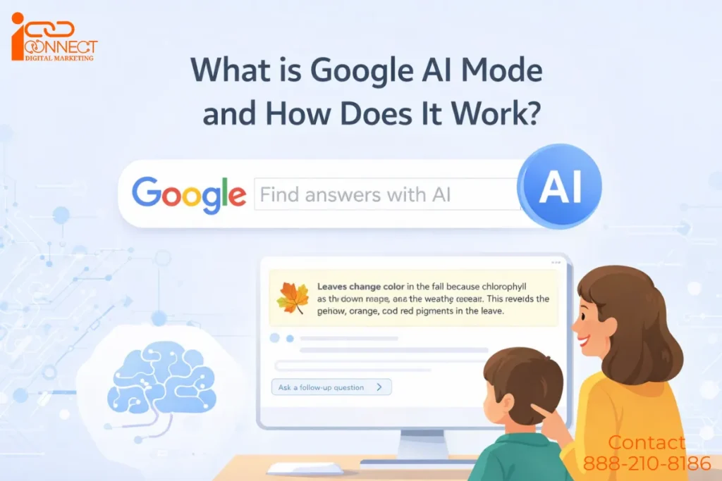 What is Google AI Mode and how it works showing AI-powered Google search results with smart answers and follow-up questions